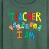 Women's - Dr. Seuss - The Cat In The Hat Book Cover Teacher I Am Lightweight French Terry Wide Neck Long Sleeve Shirt - 2 of 4