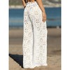 Imily Bela Womens Sheer Mesh Crochet Beach Pants High Waisted Wide Leg Drawstring Coverup - 3 of 3