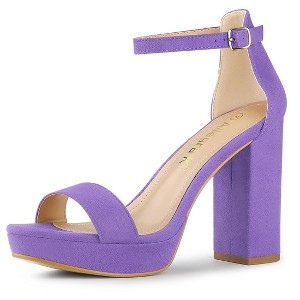 Allegra K Women's Open Toe Ankle Strap Platform Chunky Heels Sandals - 1 of 4