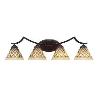 Toltec Lighting Zilo 4 - Light Vanity in  Dark Granite with 7" Chocolate Icing Shade