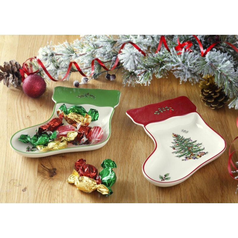 Spode Christmas Tree Stocking Dishes, Set of 2, 2 of 7