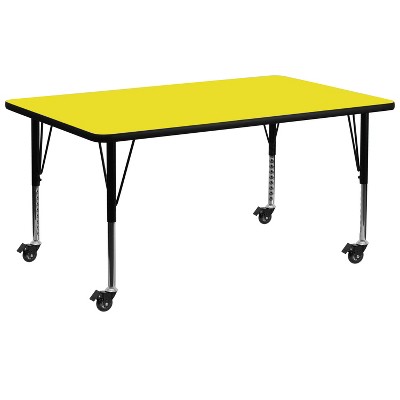 Flash Furniture Mobile 30''W x 72''L Rectangular HP Laminate Activity Table - Height Adjustable Short Legs