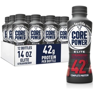 Core Power Elite High Protein Shake, Strawberry, 42g Bottle, 14oz, 12 Pack - 1 of 4