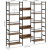 Coolmee Triple Wide 5 Tier Bookcases and Bookshelves, Adjustable Industrial Metal Frame BookShelf with 14 Open Shelves for Bedroom Living Room - 2 of 4