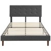 BIKAHOM Upholstered Platform Bed with Square Stitch Headboard, Dark Grey - 3 of 4