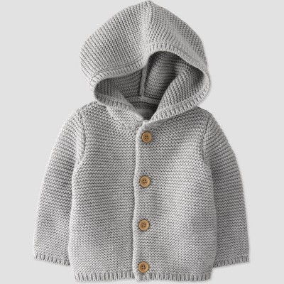 Image of Baby Organic Cotton Hooded Sweater - little planet by carter's Gray 3M