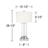 360 Lighting Watkin Modern Table Lamps Set of 2 with Square Risers 28 1/2" Tall Clear Glass USB and AC Power Outlets in Base White Drum Shade for Home - 4 of 4
