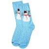 Memoi Women's Polka Dot Snowman Festive Crew Socks Blue 9-11 - 3 of 4