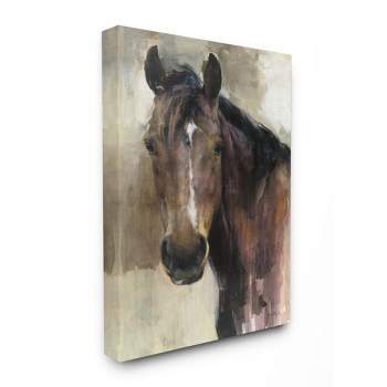 Stupell Industries Masculine Horse Portrait Western Brown Tan Stallion Painting
