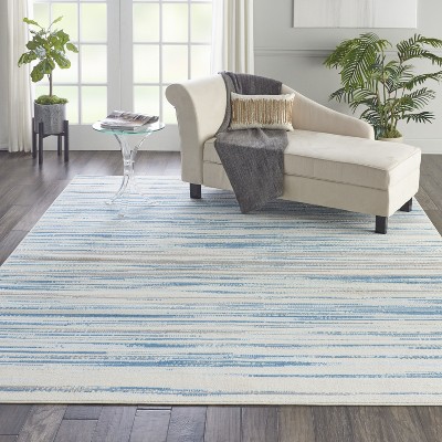 Blue Rectangular 8' x 10' Hand-knotted Reversible Rug