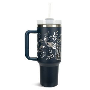 Elanze Designs Peacock Bird Flower Garden 40 oz. Stainless Steel, Large Water Bottle Coffee Mug, Spill & Leak Resistant, Thermal Travel Tumbler with - 1 of 1