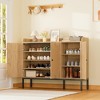 Rattan Large Shoe Cabinet with 3 Doors, 30 Pairs Boho Farmhouse Shoe Storage Cabinet with Adjustable Shelves - 2 of 4
