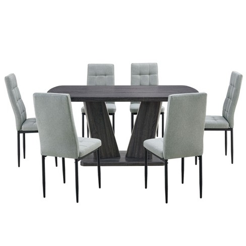 NicBex 7-Piece Dining Table Set for 6 Modern Kitchen Table with 6 High Backrest Armless Chair - image 1 of 4