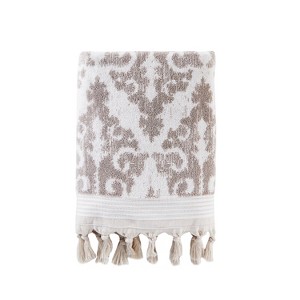 Mirage Fringe Bath Towel Dark Taupe - Saturday Knight Ltd.: 100% Cotton, Heavyweight Jacquard, Reversible - 1 of 3