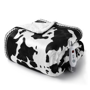Heated Electric Blanket with LCD Dual Controller, Cow Print Heating Blankets, 10 Heat Levels & 1-12H Time Settings, ETL Certified, Machine Washable - 1 of 4