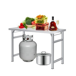 Foldable Stainless Steel Table,  Mobile Commercial Prep Table with Adjustable Feet - 1 of 4