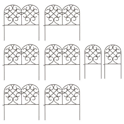 Plow & Hearth - Wrought Iron Heavy Duty Outdoor Garden Edging with Scroll Design