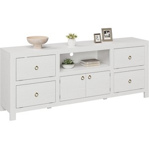 Farmhouse TV Stand for 80 Inch TVs, Entertainment Center with 6 Storage Drawer & Soundbar Shelf, Television Consoles Stands - 1 of 4