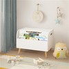 YONWAY 17.13"H Toy Box with Front Bookshelf, Flip-Top Lid, Safety Hinge, Toy Storage Organizer for Kids Room and Playroom (White + Solid Wood) - 2 of 4
