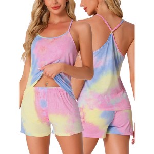 INSPIRE CHIC Women's Cotton Soft Modal Cami Top with Shorts with Pockets Pajama Set - 1 of 4