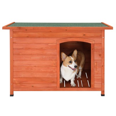 phiestina Waterproof Wood Dog House, Pet Shelter, Natural Wood Color, Large Size