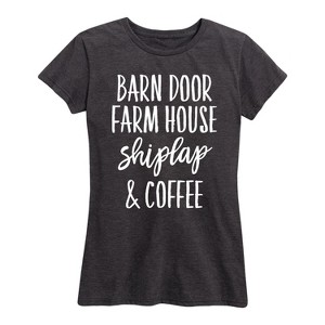 Women's - Country Casuals - Barn Door Farm House Shiplap And Coffee Short Sleeve Graphic T-Shirt - 1 of 4