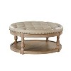 Chloe Vegan Leather Round Cocktail Ottoman with Storage and Nailhead | ARTFUL LIVING DESIGN - 2 of 4