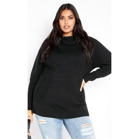 Women's Long Sleeve Cozy Ribbed Tunic Sweatshirt - Ava & Viv™ Black 4X