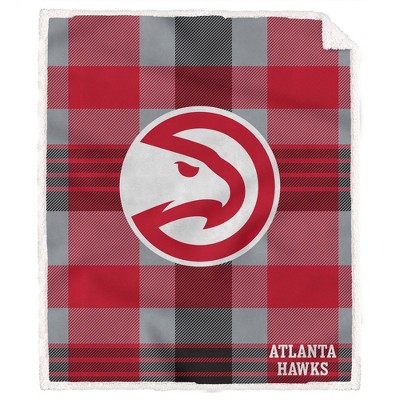 NBA Atlanta Hawks Plaid Steel Royal Plush Faux Shearling Blanket