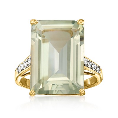 Ross-Simons 9.25 Carat Prasiolite Ring With .16 ct. t.w. Diamonds in 18kt Yellow Gold
