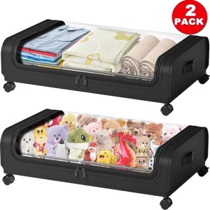 Racxily 2 Pack Bedroom Storage Organization, Large Under Bed Storage Containers Room Organizer for Clothes,Shoes,Toys,Bedding - 1 of 4