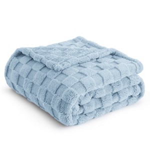 Cozy Comfort by Bedsure | Cute Soft Cozy Checkered 260GSM Throw Blanket for Couch Twin Size White - 1 of 4