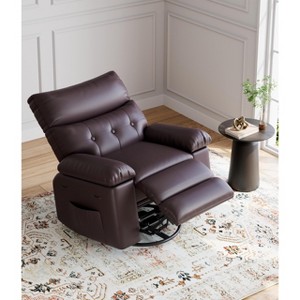 Oversized Wide Rocker Swivel Recliner Chair - Faux PU Leather Large Manual Recliner for Adults - 1 of 4