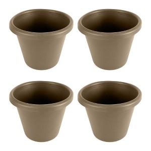 The HC Companies 16 Inch Indoor/Outdoor Classic Plastic Flower Pot Container Garden Planter with Molded Rim and Drainage Holes, Sandstone (4 Pack) - 1 of 3