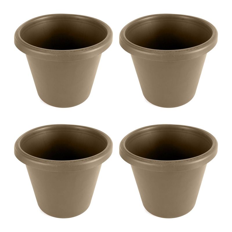 The HC Companies 16 Inch Indoor/Outdoor Classic Plastic Flower Pot Container Garden Planter with Molded Rim and Drainage Holes, Sandstone (4 Pack), 1 of 4