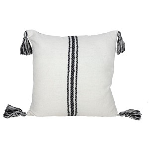 18X18 Inch Hand Woven Pillow Black Cotton With Polyester Fill - Foreside Home & Garden - 1 of 4