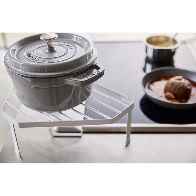 Black Steel One-Tier Corner Stove Top Rack