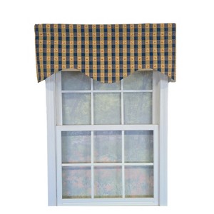 RLF Home 100% Cotton Cherry Plaid Cornice  Fully lined Windows Rod Pocket Valance 50" x 17"  Navy - 1 of 4