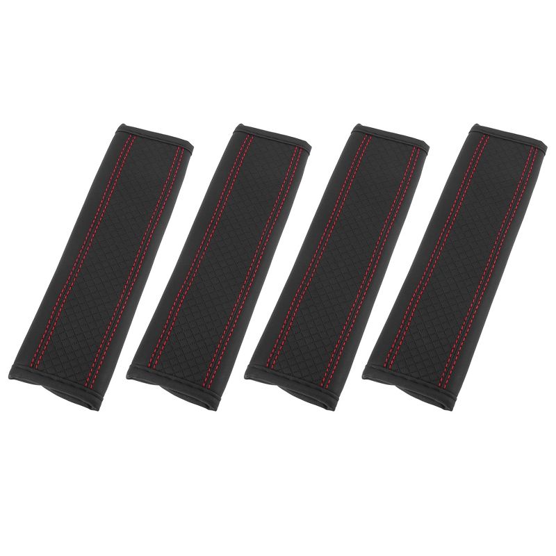 Unique Bargains Universal Soft Car Seat Belt Shoulder Pad Black Red 4 Pcs, 1 of 7