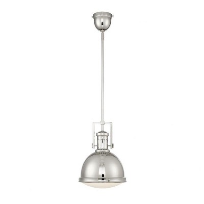 Polished Nickel 1-Light Pendant with White Opal Glass Shade