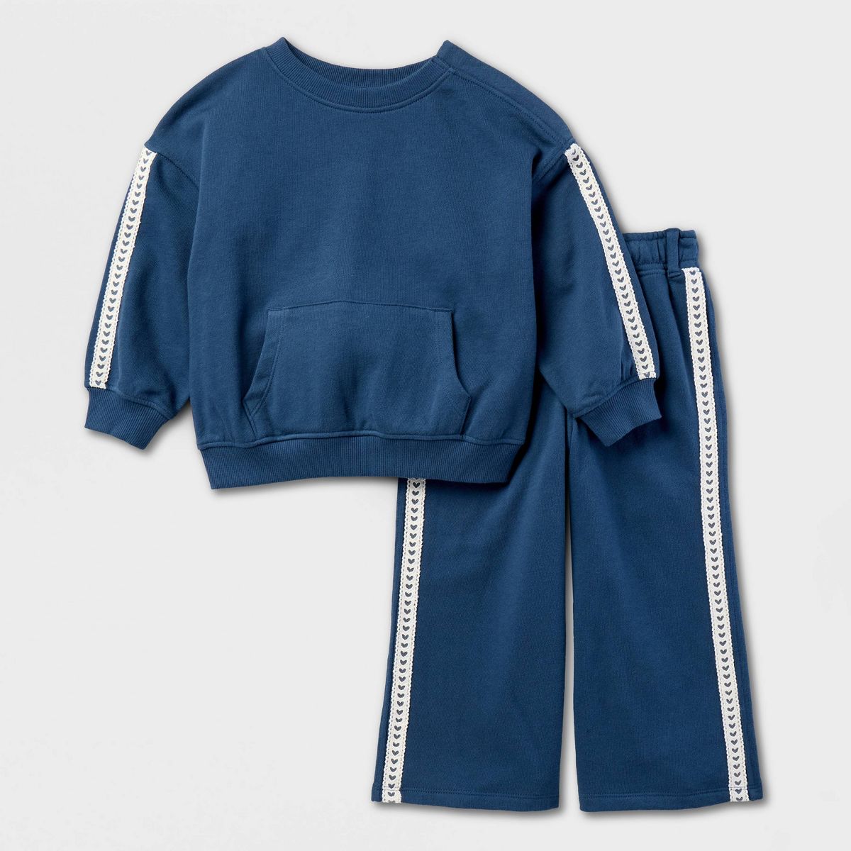 Toddler Girls' Adaptive French Terry Sweatshirt and Pants Set - Cat & Jack™ Blue