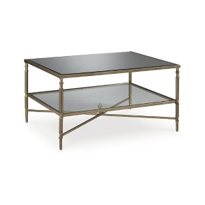 Signature Design by Ashley Cloverty Glass Top Coffee Table, Aged Gold - 1 of 4