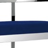 HomeRoots 30" Blue and Silver Metal and Velvet Low Back Bar Height Bar Chair - 4 of 4