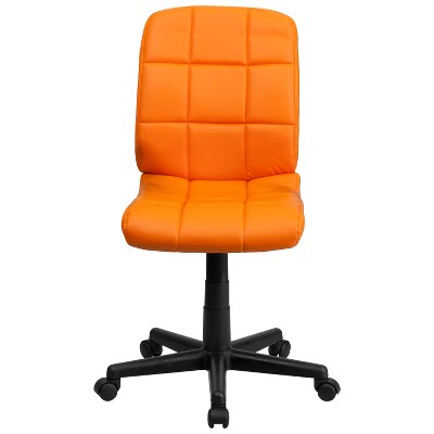 Mid-Back Armless Orange Vinyl Task Chair with Swivel