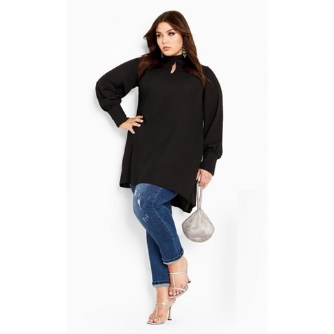 1478-City Chic XL outlet black tunic Juliet off the shoulders