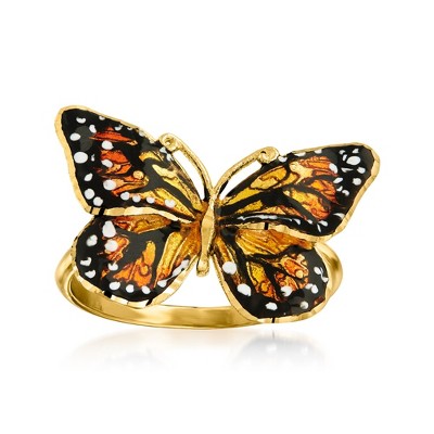 Ross-Simons Italian 18kt Yellow Gold Butterfly Ring With Enamel