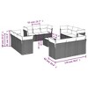 vidaXL 13 Piece Patio Sofa Set with Cushions Black Poly Rattan - Black and Blue With Table - 3 of 4