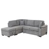 NicBex Sectional Sofa with Storage Ottoman Velvet Modern L Shaped Modular Sofa for Living Room & Apartment, Black - 2 of 4