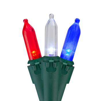 Northlight LED Mini Christmas String Lights - Red, White and Blue - 32.75' Green Wire - 100ct