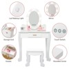 Kids' Vanity Set with Mirror and Light, Makeup Table and Stool for Girls, Vanity Table and Chair Set with Wood Makeup Playset - 3 of 4